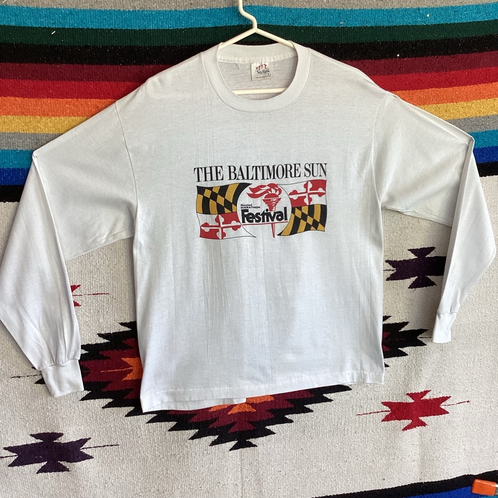 Vintage Hef-T Tee Jays Maryland Marathon The Baltimore Sun LS shirt made in USA